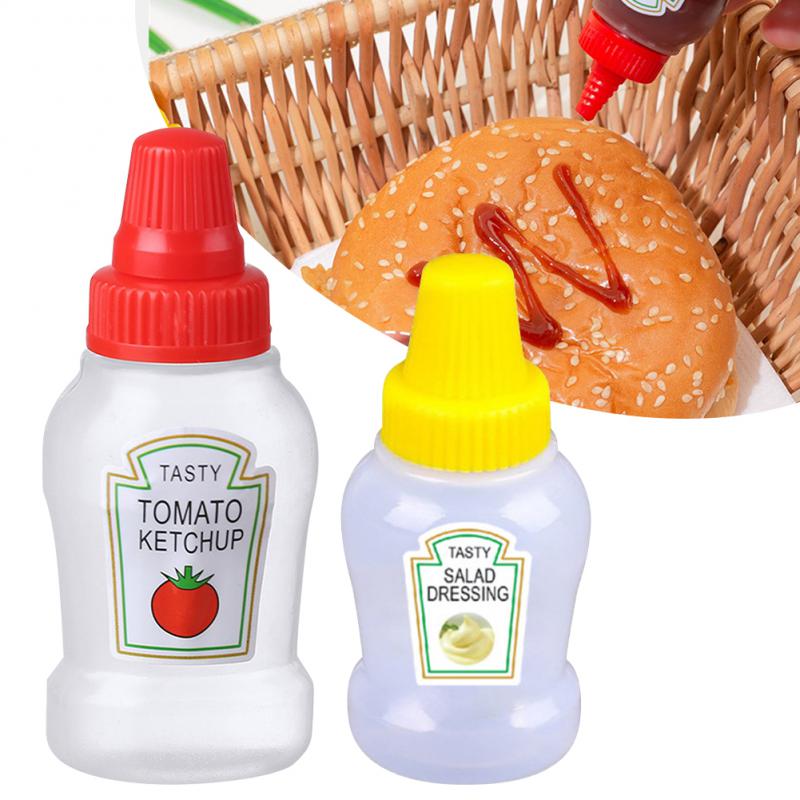 1/2/3PCS Bouteille Squeeze pour Condiments Couverte Portable Plastique Polychrome Boîte Squeeze pour Condiments Récipient à Salade Pratique