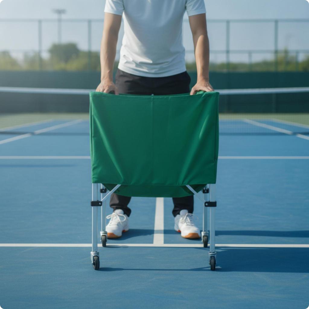 Tennis Ball Cart Reinforced Training Sphere Carrier with Wheels