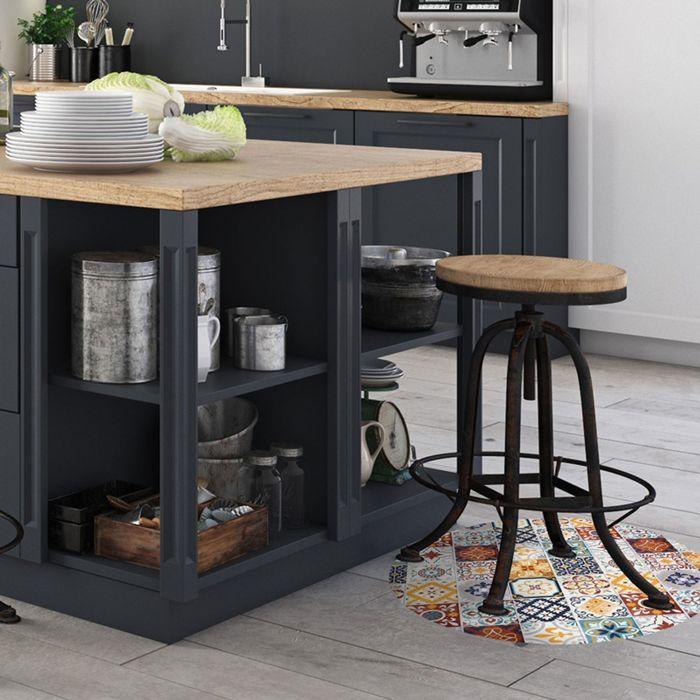 Washable Living Room Rug Cement Tiles Yellow Diam.60