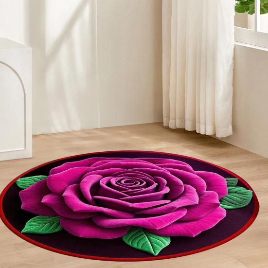 Килимок для підлоги Швидковисихаючий Нековзний З точковим тисненням Зворотний бік 3D Візерунок троянди Килимок для ванної кімнати М'який Вбираючий Килимок для ванної