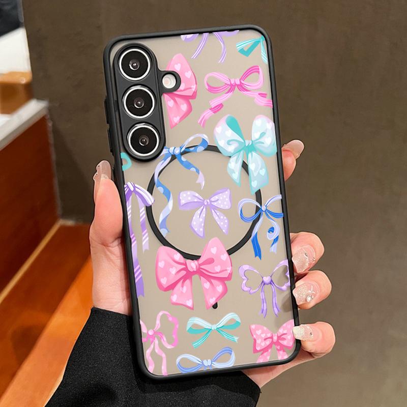 Colorful Bowknots Pattern Case For Samsung Galaxy S26 Ultra S25 Edge S24 Plus S23 S22 S21 FE Magnetic For Magsafe Matte Cover