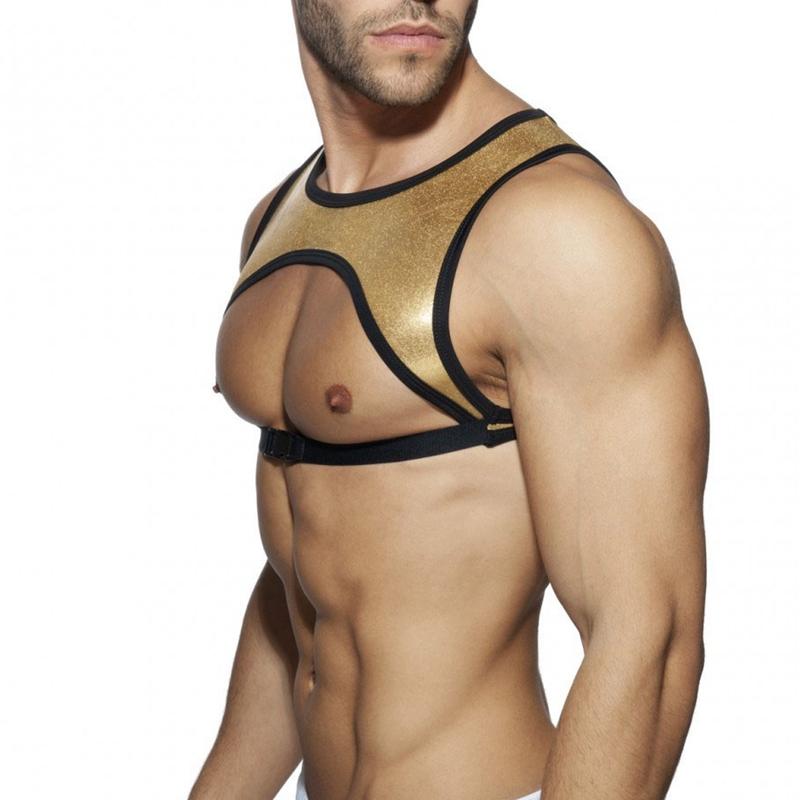 Tank Tops JOCKMAIL Fashion Men's  Hollow-out Vest Cropped One Size Adjustable Bust Non-stretchy Neoprene Material Chest Support Strap Harness