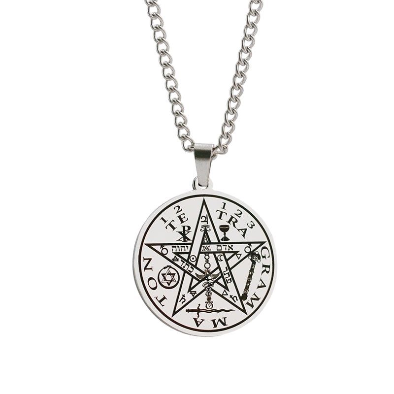 

Pendant Hiphop Hip-hop Five-pointed Star Seal Kabbalah Amulet Necklace for Men and Women 50CM