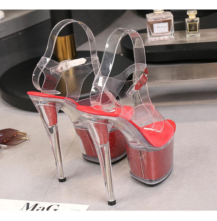Nachtclub Super High Heels Damen Sandalen Hausschuhe Slide Sandal Platfrom Clear Heels Für 181 Serie 17 cm Absatz 7 cm Plattform LFD