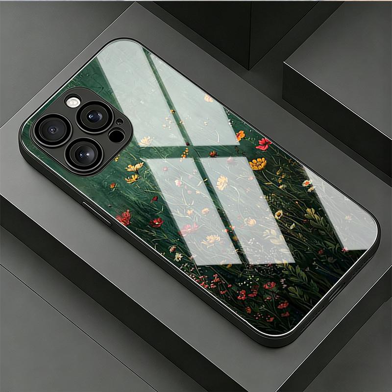 Red Yellow Wildflowers Tempered Glass Phone Case For Samsung Galaxy S26 Ultra S25 Plus S23 FE S24 S25 Ultra 5G Shockproof Cover