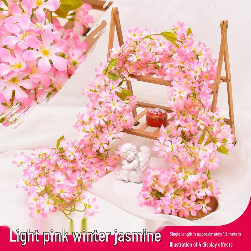 Artificial Rose Vine Ceiling Decor with Rattan for Living Room and AC Pipe Cover