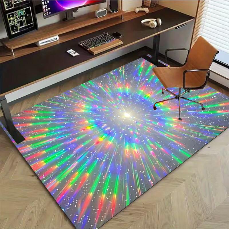 1PC Rainbow Starburst Extra Large Non Slip Floor carpet, Office, family, bedroom, Studio   Large Area Rug Indoor Rugs, , Vibrant Colors