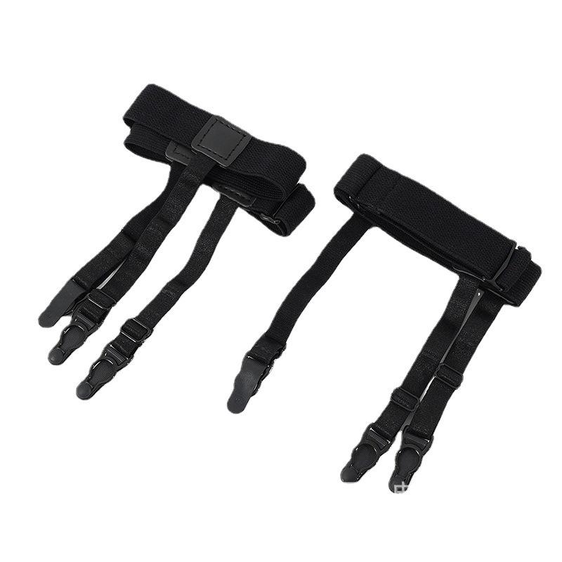 Унисекс Черный Эластичный PU Подвязочный Пояс с Противоскользящими Зажимами QT0086