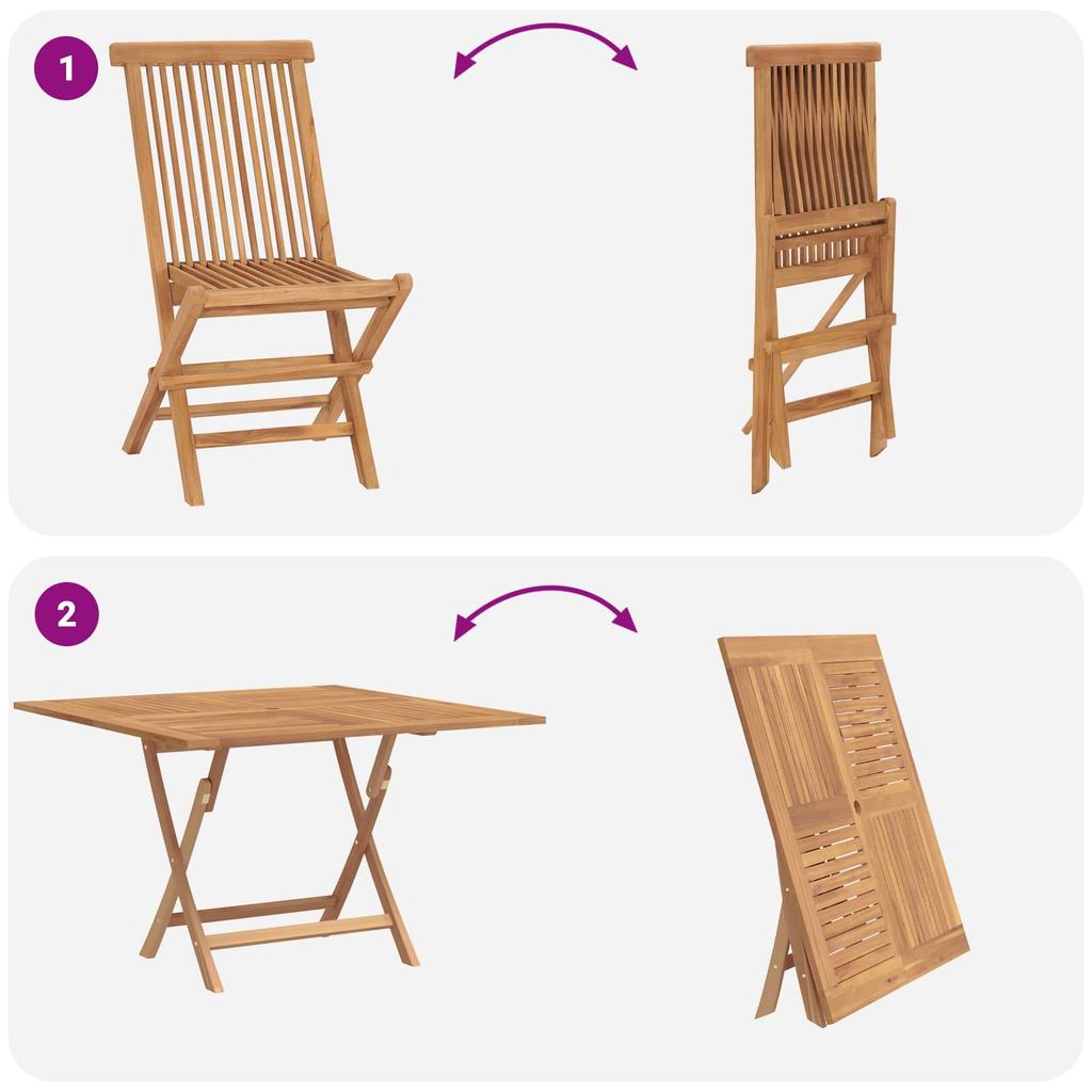 Garden Bistro Set 3 Pcs Natural Solid Wood Teak