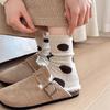 Women's Autumn and Winter Thickened and Velvet Warm Wool Ring Polka Dot Wool Tube Socks