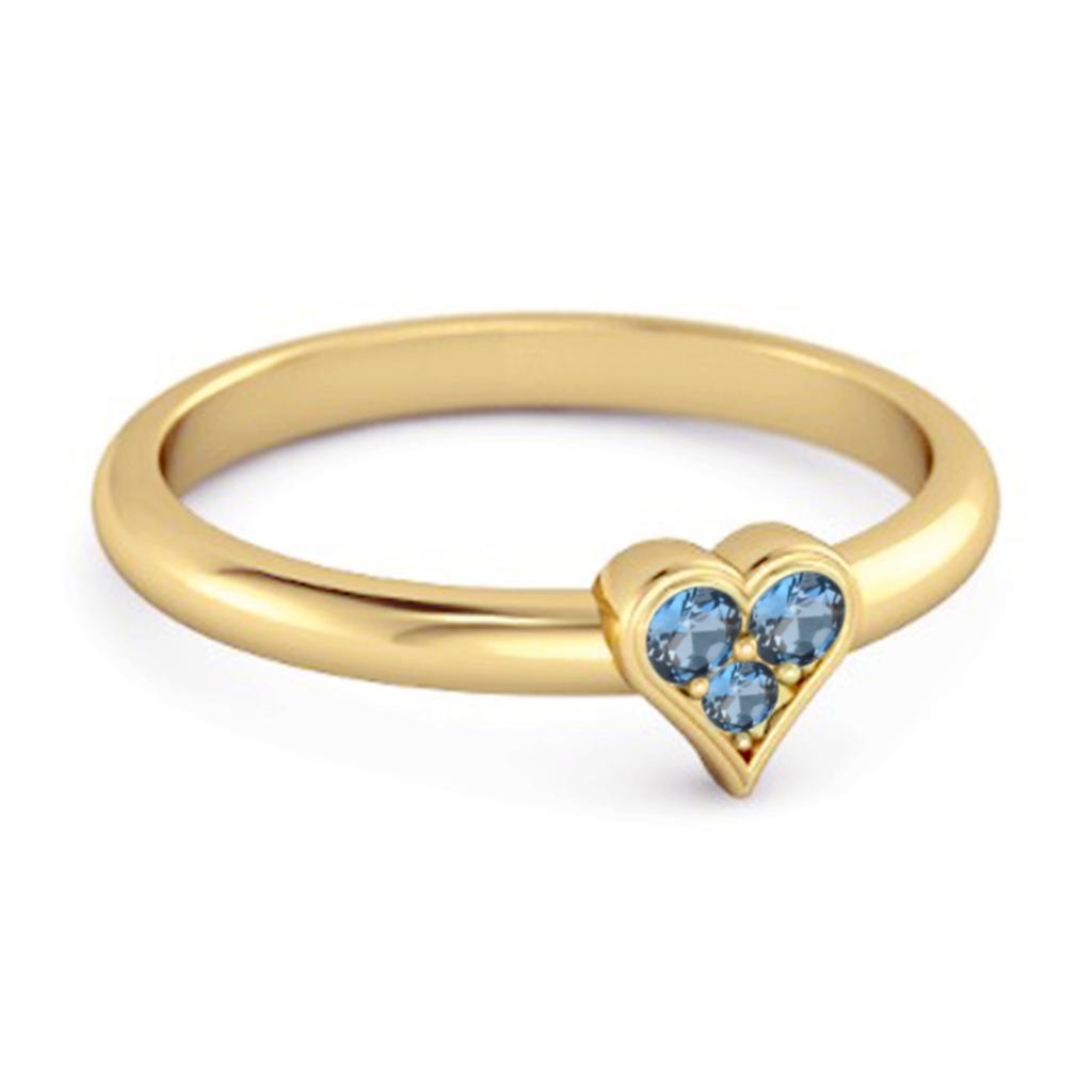 London Blue Topaz Heart Minimalist Promise Ring - 925 Sterling Silver Gold Vermeil