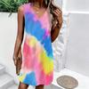 Plus Size V Neck Sleeveless Dress Riverside Forest Fresh Watercolor Print For Country Walk