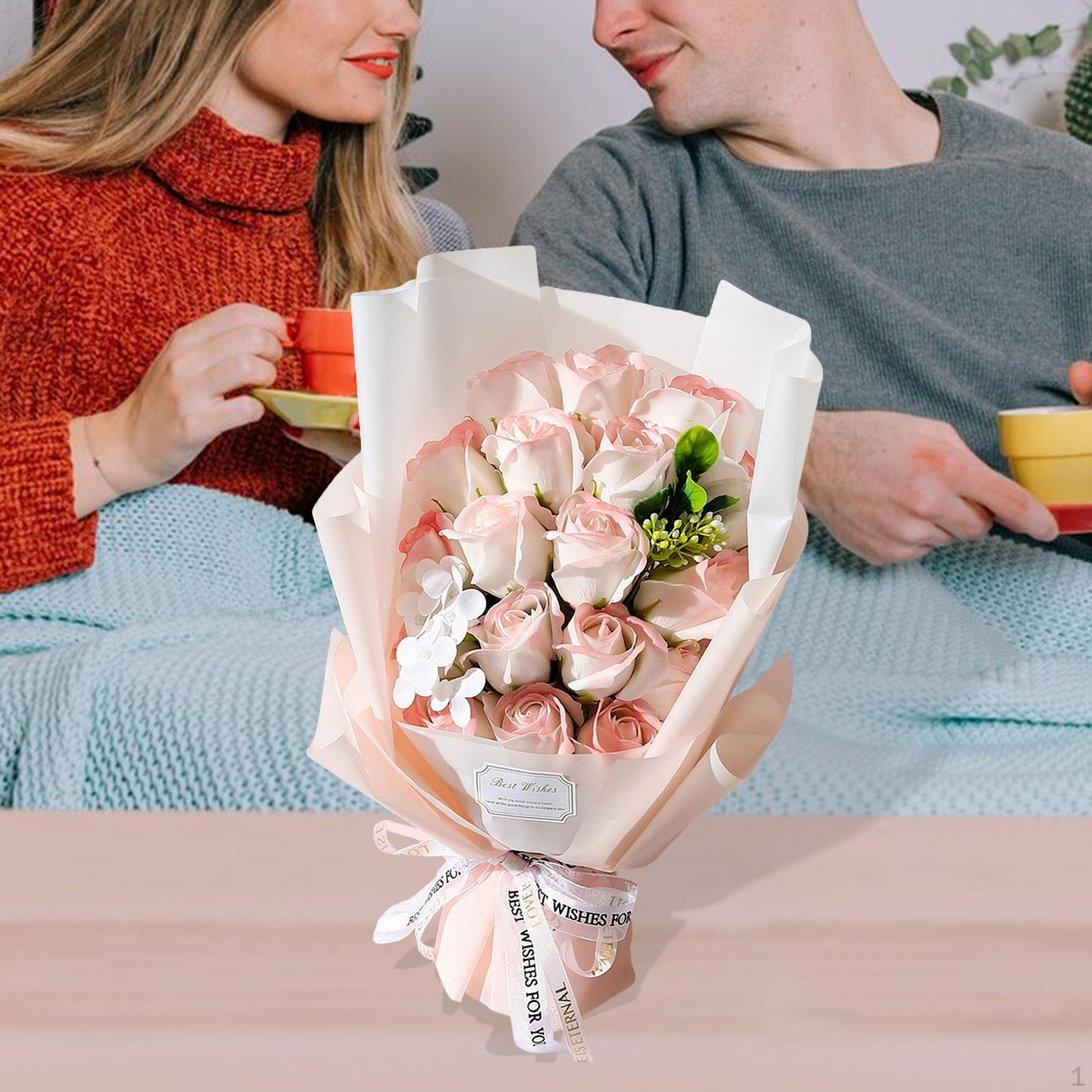 

Искусственная цветочная композиция из мыла, лепестки роз, букет для дома и офиса Pink