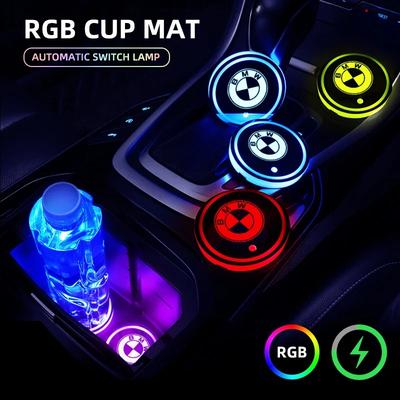 2025 For LED Luminous Car Water Cup Holder Coaster Lamps For BMW M E46 E90 E60 F30 E39 F10 F20 E87 E36 F20 E92 1 2 3 5 Serie