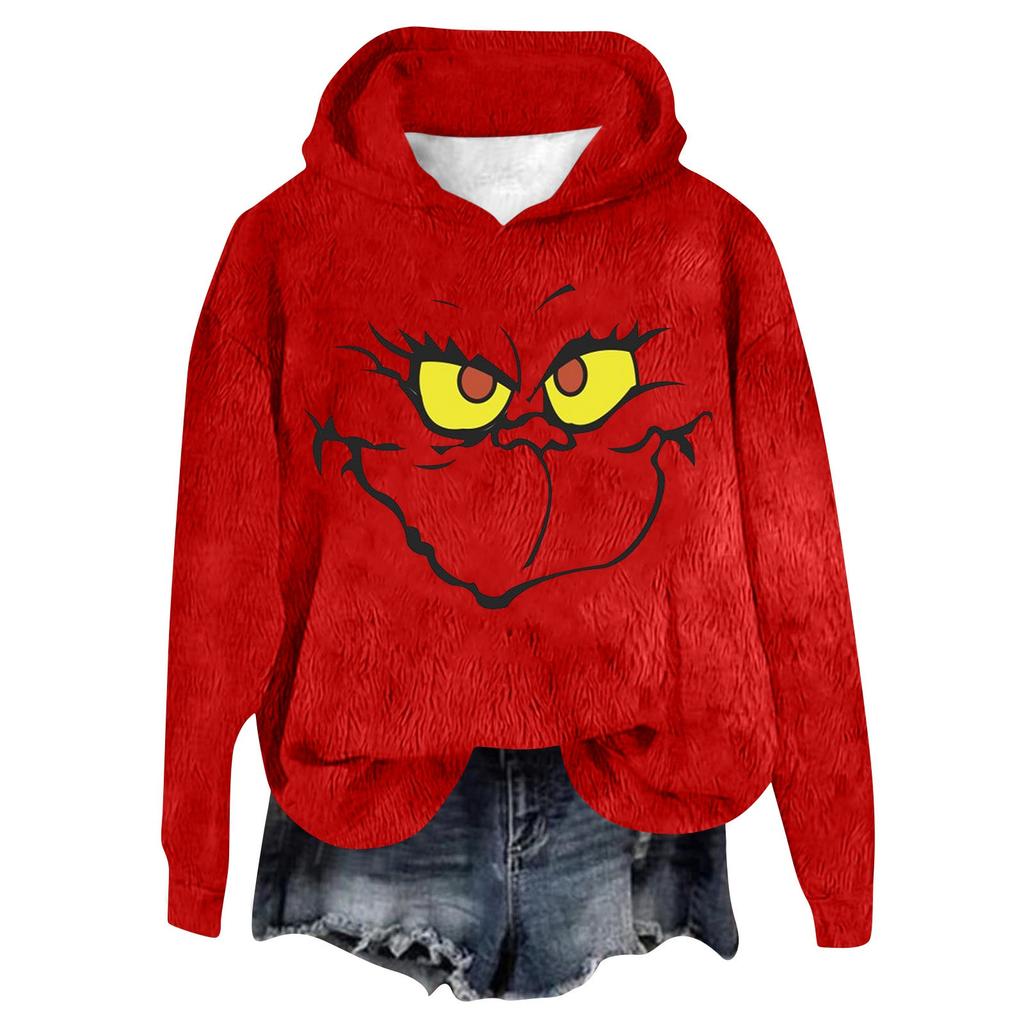 Женская фланелевая толстовка с капюшоном и длинными рукавами с рождественским принтом