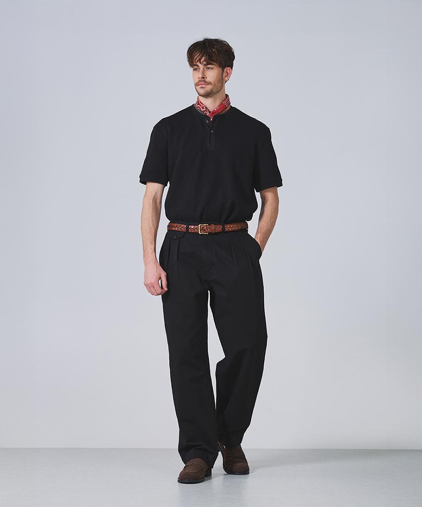 Geonjiulleunseu Waffle Henley Neck Short Sleeve T-Shirt Collection