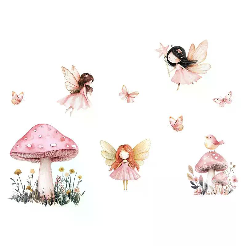 Cute Fairy Reading Wall Sticker For Baby Girls Nursary Room Kids Room Background Children's Room Wall Decals