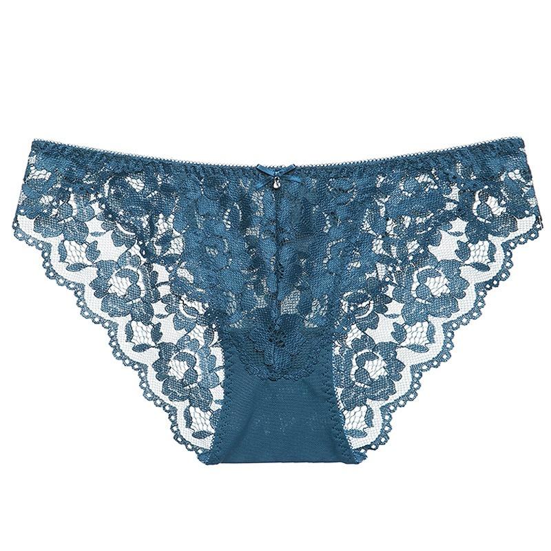 Women Sexy Sheer Lace Low Waist Triangle Briefs Cotton Crotch Hip Lifting Panties