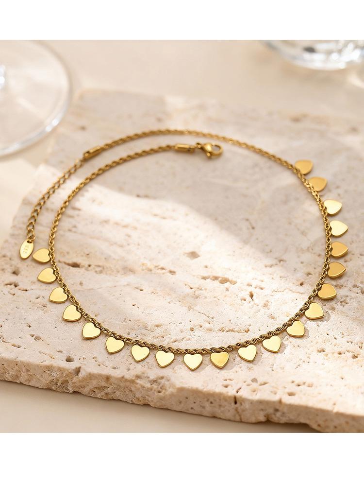 Waterproof Stainless Steel Necklace Gold Layered Geometric Choker Hypoallergenic Women's Fashion Jewelry