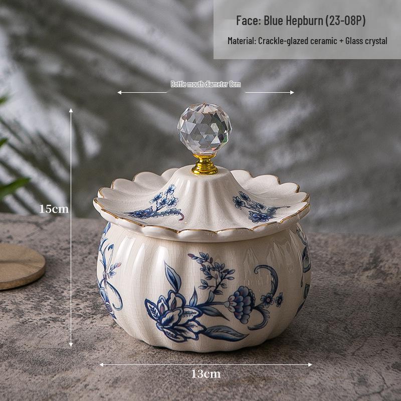 American Retro Ceramic Pumpkin Jewelry Box - Creative European Style Ornament