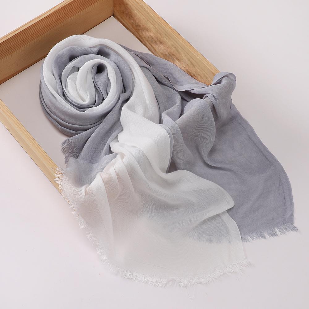 New Two Color Hijabs Gradient Scarf Muslim Shawl Wrap Islamic Women Headscarf Long Shawls Arabic Female Foulard