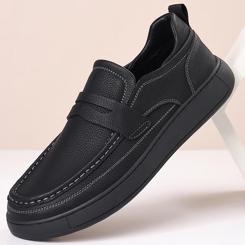 Quality Leather Business Office Casual Men Shoes Comfortable Breathable Elegant Loafers Men Flat Bottomed Non Slip Walking Shoes