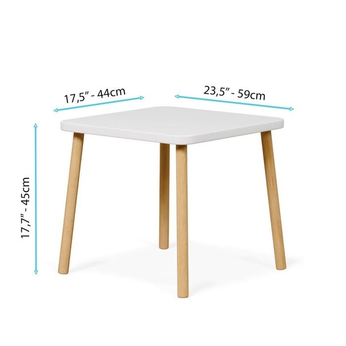 Kindertisch-Set GINGER HOME BUNNY mit 2 Stühlen – Weißes Holz, Hasendesign, Lernen und Spielen – ab 3 Jahren