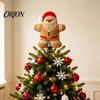 Shop Window Christmas Decor Wool Felt Tree Topper, Cute Snowman/Santa Claus Treetop Ornament with Reusable Spring Base, Holiday Xmas Decoration