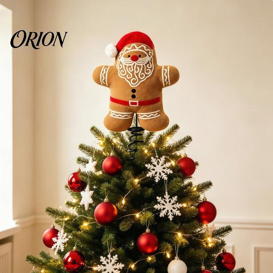 Shop Window Christmas Decor Wool Felt Tree Topper, Cute Snowman/Santa Claus Treetop Ornament with Reusable Spring Base, Holiday Xmas Decoration