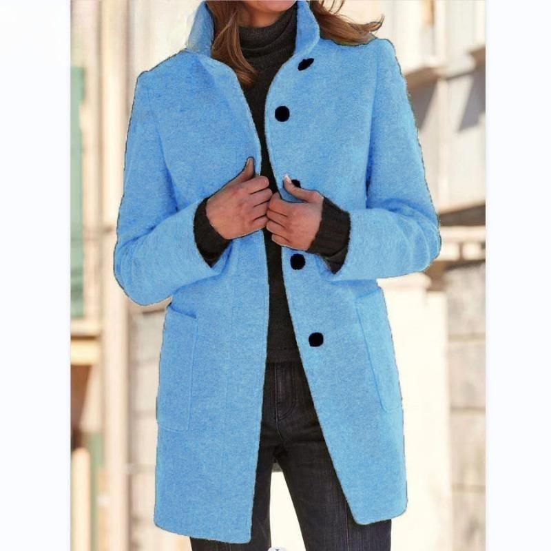 IHUASU Vintage Casual Lattice Print Long Sleeve Polo Neck Jacket for Autumn/Winter