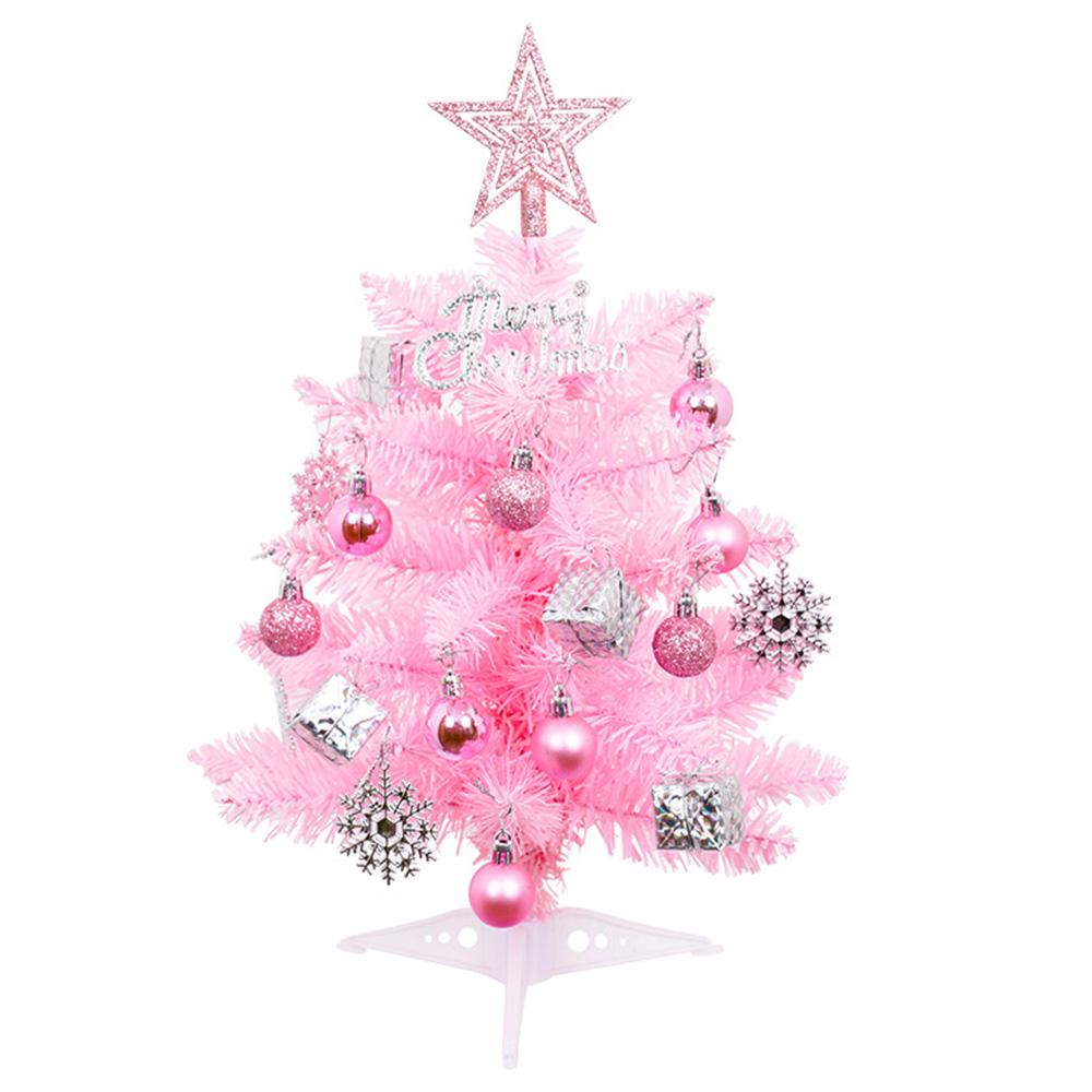 40cm Mini Tabletop Christmas Tree PVC Christmas Tree with Hanging Ornaments for DIY Christmas Decoration A