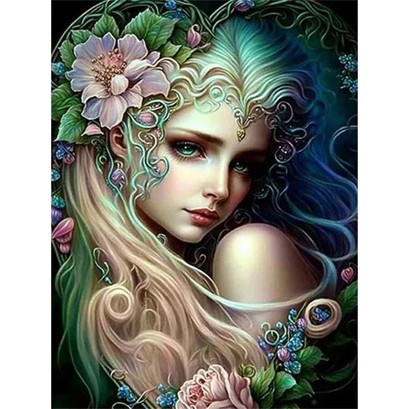 

DIY Алмазная картина Богиня природы Набор для вышивки крестом Мозаичное искусство Алмазная картина Полный круг/квадрат Алмазное украшение для дома Round 40x50cm