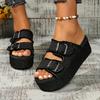 Crocodile Leather Buckle Flip-flops for Women Suitable for Summer Thick-soled with Removable Insoles