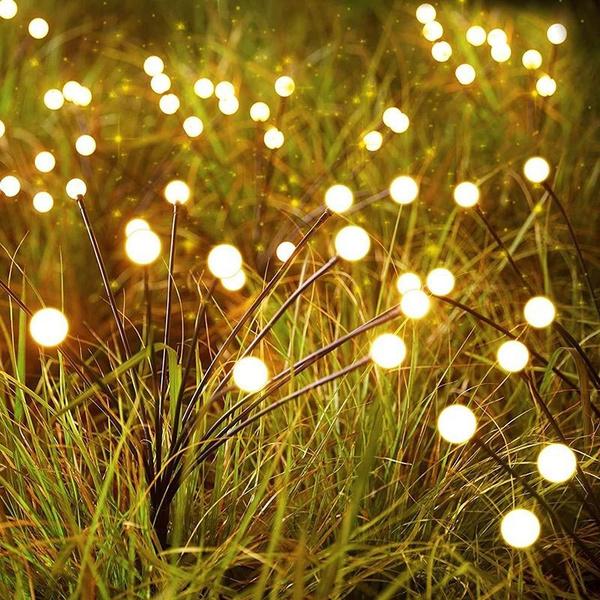Upgrade 1/2/4 Stück Solar Glühwürmchen Lichter Außen Wasserdicht LED Garten Rasen Lampe Solar Schwingend Sonnenlichtbetrieben Landschaft Hof Terrasse Dekoration