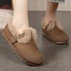 Calçado Outono e Inverno Tamanho Grande Retro Mais Veludo Bico Redondo Fundo Plano Quente Sapatos de Algodão Sapatos Femininos