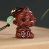 Lucky Monkey Green Sandalwood Carving Keychain & Bag Pendant - Zodiac Monkey Ornament Lanyard