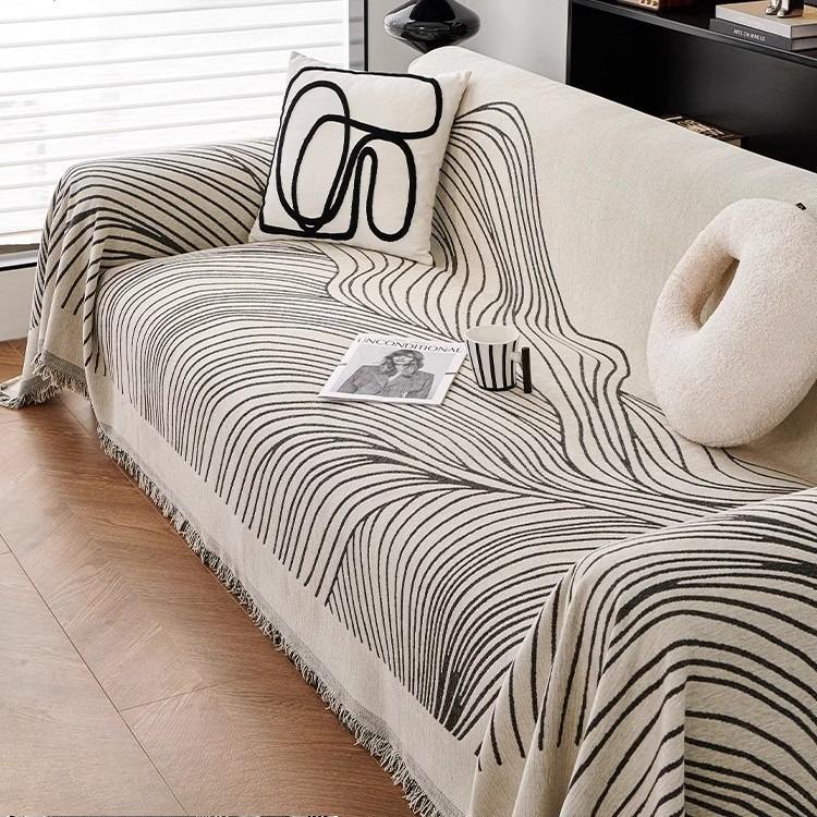 Simple Luxurious Chenille Sofa Case Abstract Irregular Line Settee Mat Anti Cat Scratch Dirt Resistant Machine Wash Couch Pad