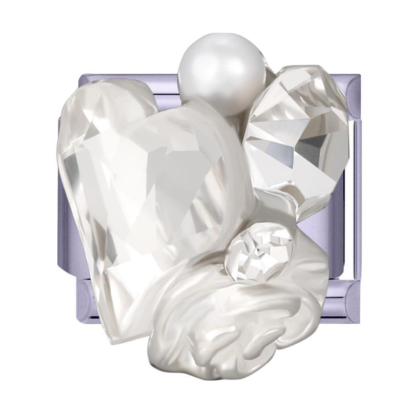 Y2K Purple Series Bow Candy Heart Flower Shiny Italian Charm Links Fit 9MM Stainless Steel Bracelet Girls' DIY Making Jewelry