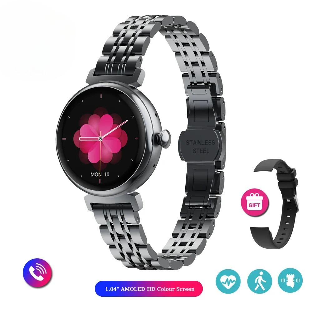 Bluetooth Call Smart Watch Screen Always Display 1.04 Inch  Screen Fashion Ladies Smartwatch Metal Body Small Screen Watch