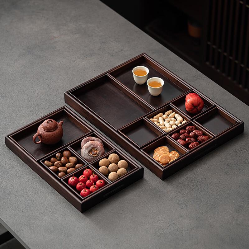 Nine-Grid Bamboo Tea Snack Serving Tray