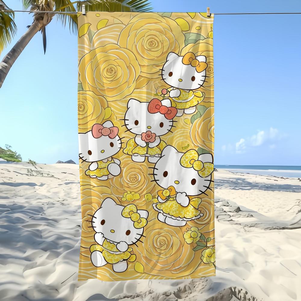Towel Textile Bathrobe Flower Beach Quick-Drying K-KittyS Yellow SRO Lightweight Portable Camping H-HelloS Swim Pool Travel