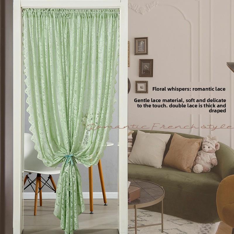 French-style Romantic Lace Blinds, No-drill Velcro Closure, Bedroom/balcony Privacy Curtains