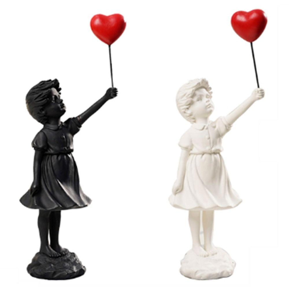 Resin Crafts Banksy Sculpture No Odor Flying Balloon Girl Figurine Art Sculpture   Home Accessories