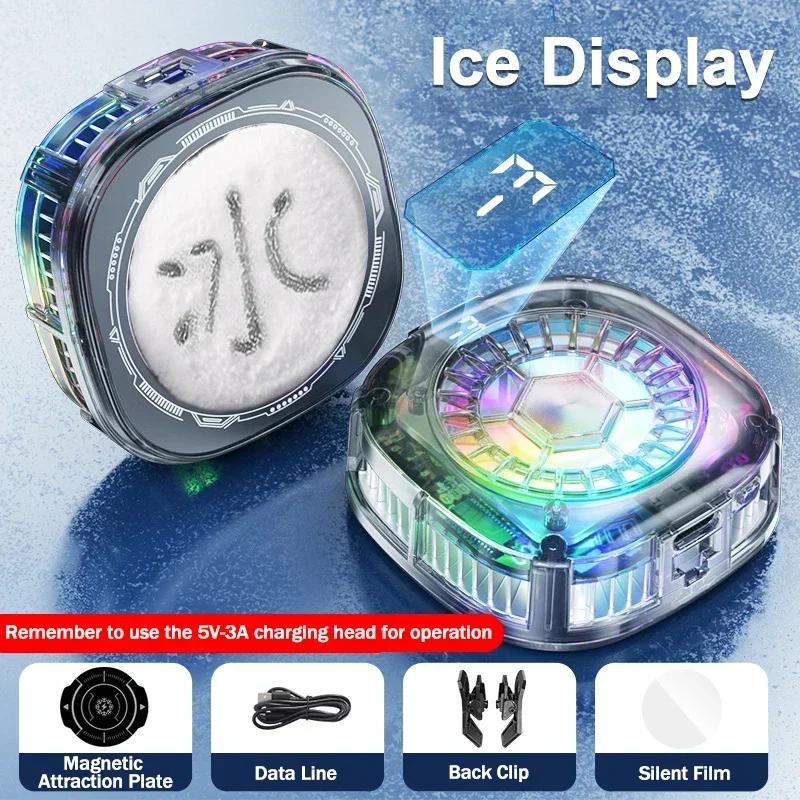 X122A Digital Display Mobile Phone Cooler Magnetic Back Clip 2IN1 Frozen Semiconductor Cooling Fan Radiator for IOS Android PUBG