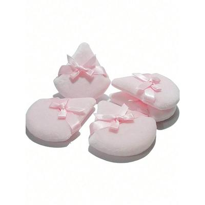 2 stuks/set Strik Decoratie Zachte Gezichtspoeder Puf Driehoekige Make-up Puf Cosmetische Foundation Spons Make-up Tool Voor Los Poeder Fixeer Puf