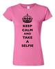 Junior Keep Calm And Take A Selfie Crown Queen Photo Camera Funny DT T-Shirt Tee Unisex T-Shirt