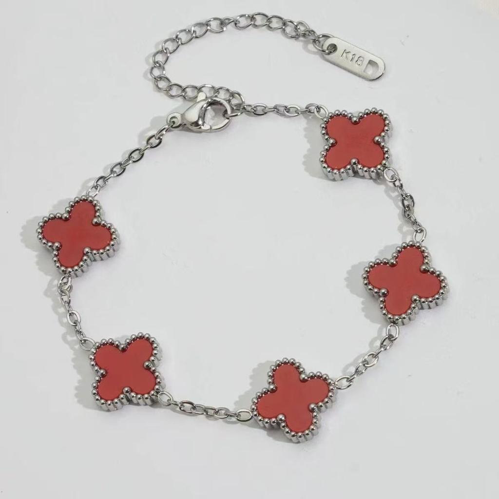 Módní náramek s řetízkem z titanové oceli ve tvaru jetele, luxusní dárek ke Valentýnu a ke Dni matek