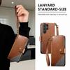 For Samsung Galaxy S26/S25 Edge/S24/S23/S22 Ultra Wallet Case, RFID Blocking 3 Card Slots, Shockproof Cover with Wrist Strap