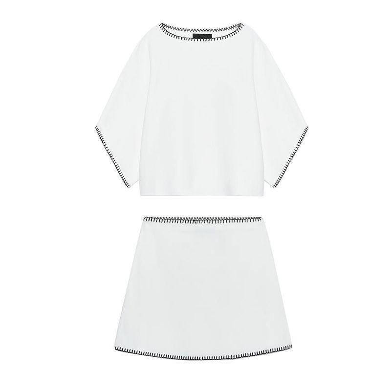 New Fall Women's Clothing Contrast Color Embroidered Knitwear 2142121 Contrast Color Embroidery Knitted Dress 2142124