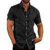 Summer Slit Short Sleeve Striped Shirt Men Plus Size Casual Clothing Mens Lapel Button Up Pocket Loose Shirts